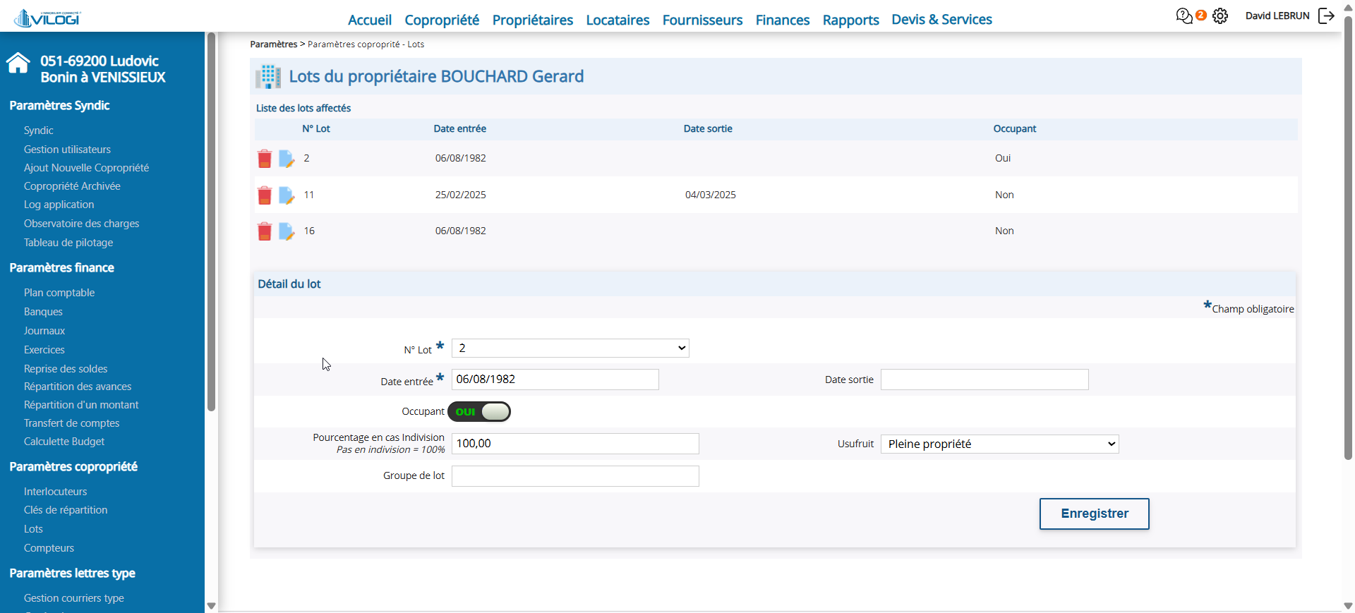 Modifier les informations sur l affectation du lot Tutoriel logiciel immobilier pour syndics et administrateurs de biens